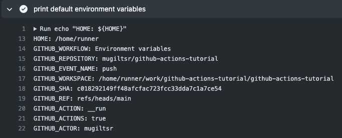 Github Actions - default environment variables