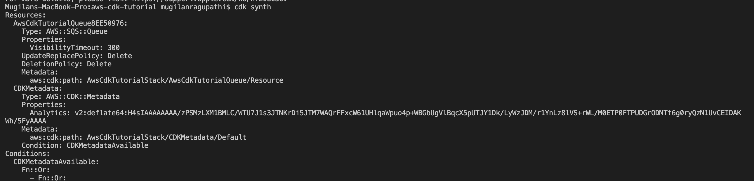 AWS CDK synth output